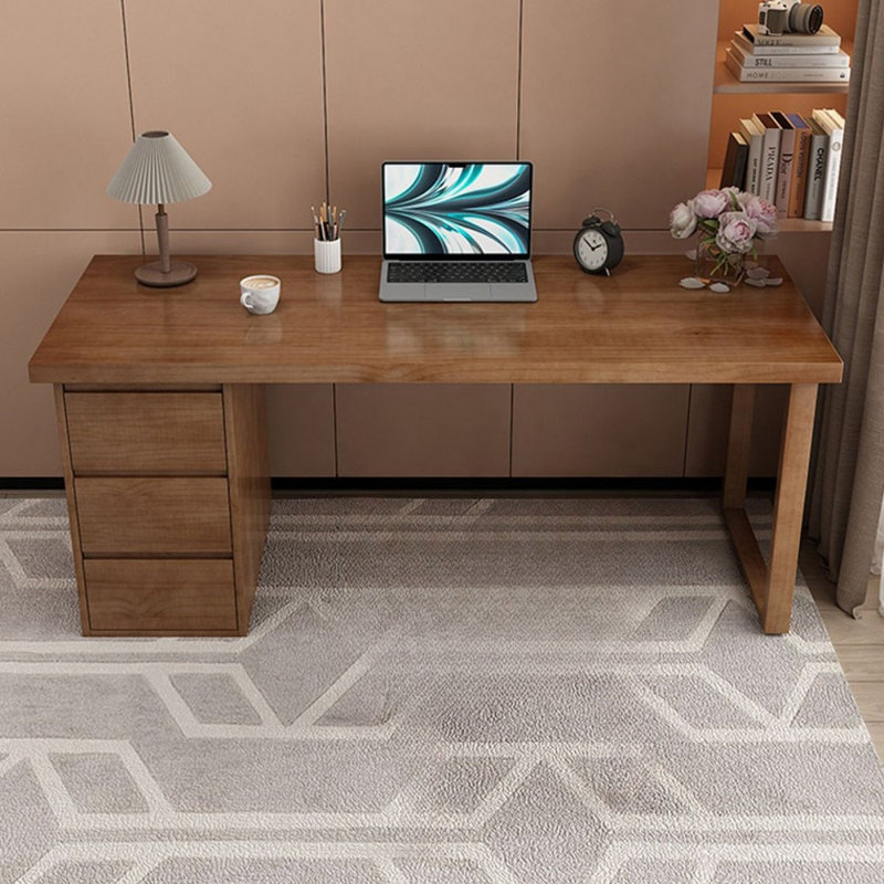 Bureaux rectangulaires en bois massif brun noisette, Retour à gauche, H 29,53 po x l 55,12 po x P 23,62 po