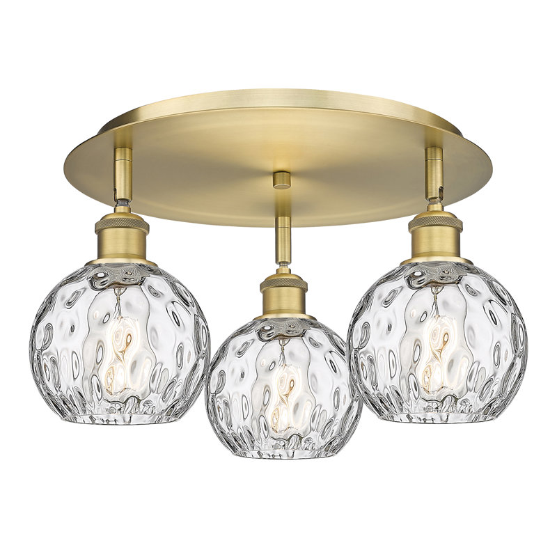 Ambrosane Glass Flush Mount, Brushed Brass
