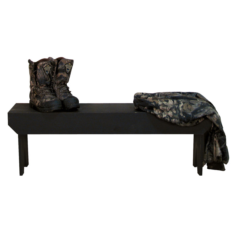 Banc en bois Wyatt, Noir, H 16 po x l 36 po x P 10,5 po