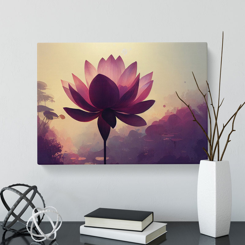 Soulful Lotus Flower - Wrapped Canvas Painting, 40cm H x 60cm W x 3cm D