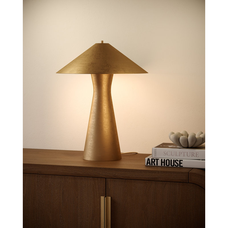 Blair 21-in Black Table Lamp, Vintage Brass