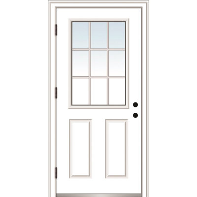 Internal Grilles Glass 80'' Paneled Fiberglass Front Entry Doors