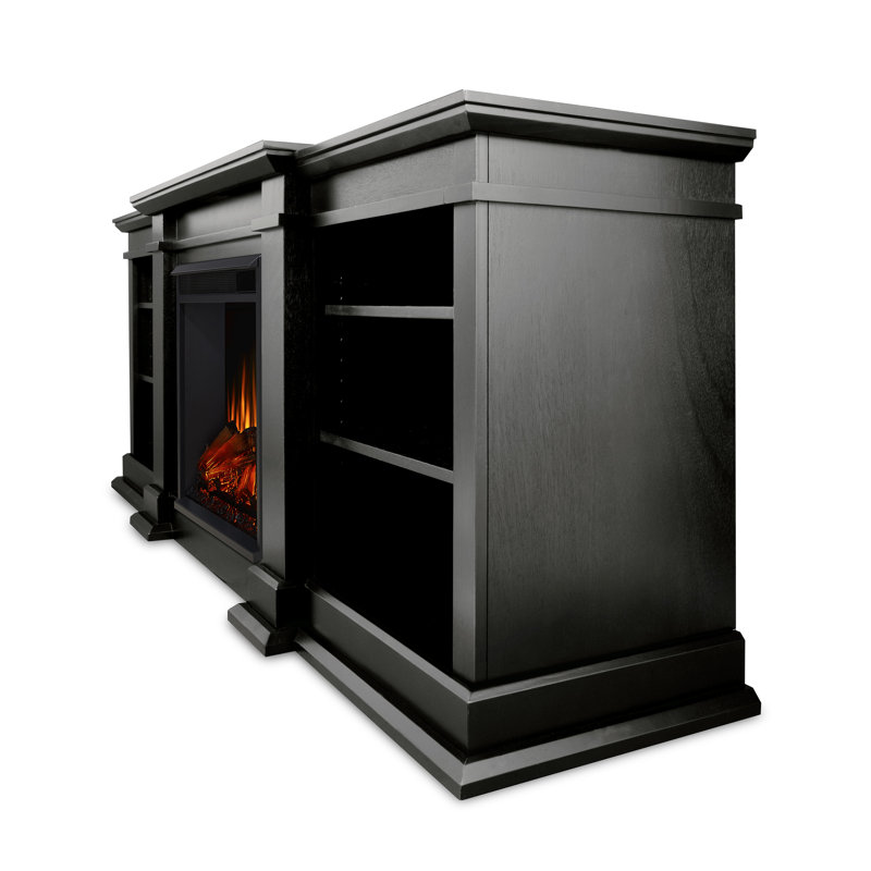 Fresno TV Stand with Fireplace, Black