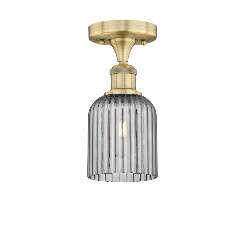 Edison - Adriena - Plafonnier semi-encastré 5 "1 lumière, Laiton brossé, Gris fumée