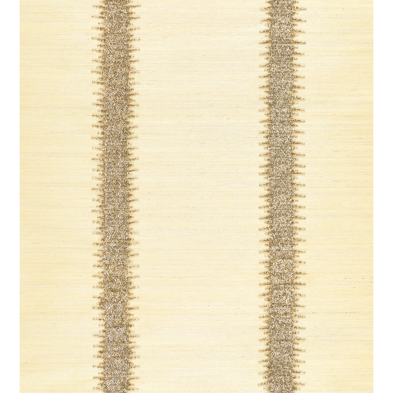 Kingsley Striped Grass Cloth Wallpaper Roll, Burnished Gold