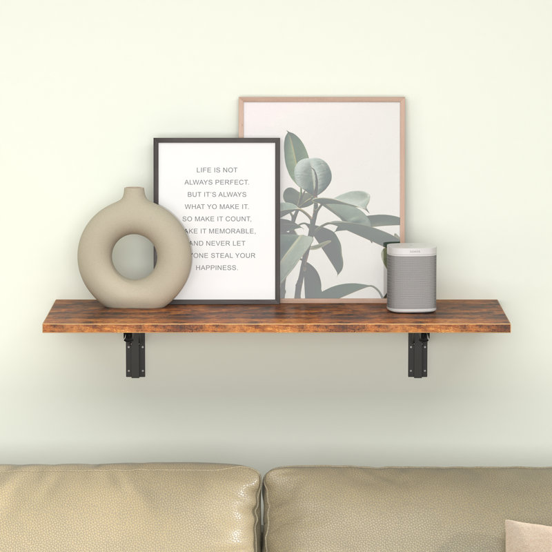 Wall Mounted Desk,Floating Folding Table with Heavy-Duty Brackets,Laundry Room Folding Table Station,Retro, Brown