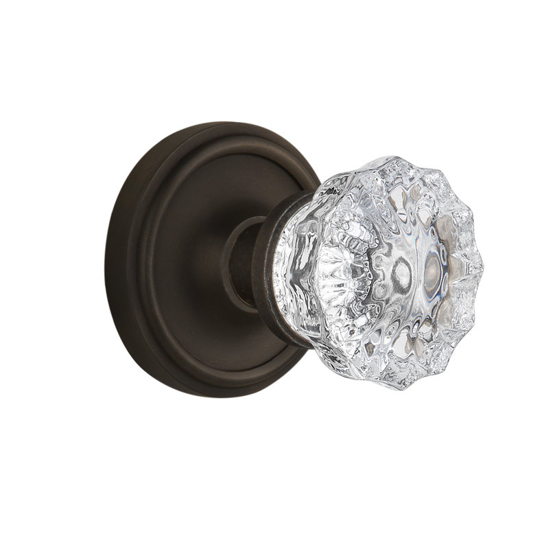 Classic Rosette with Crystal Door Knob, Oil-Rubbed Bronze