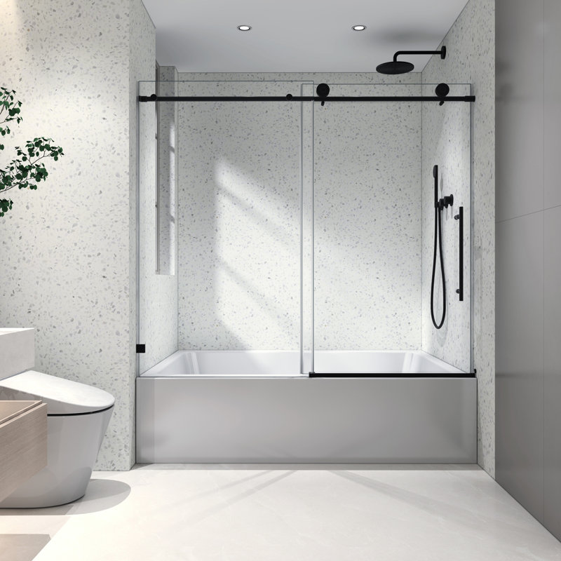 6076 Matte Black Shower Door, Style, 70Mm 304 Stainless Steel Pulleys, Soft Closing, Nano Cleaning, Tempered Glass For Bathroom Decoration Door 6076, Large Adjustable , Clean, Glass, Splendid