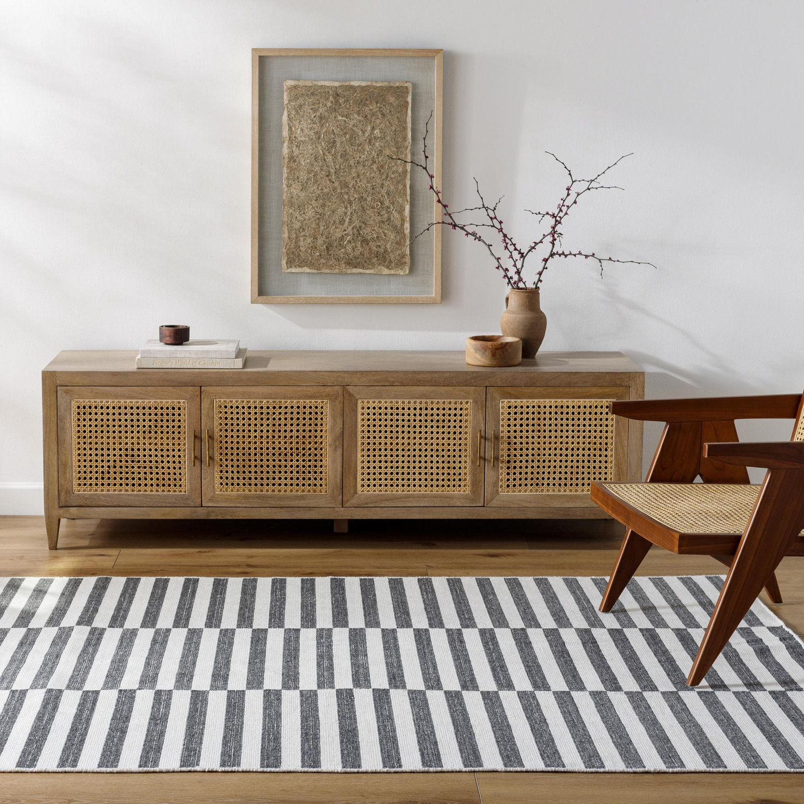 Falko Hand-Woven Striped Rug, Rectangle 5' x 7'6"