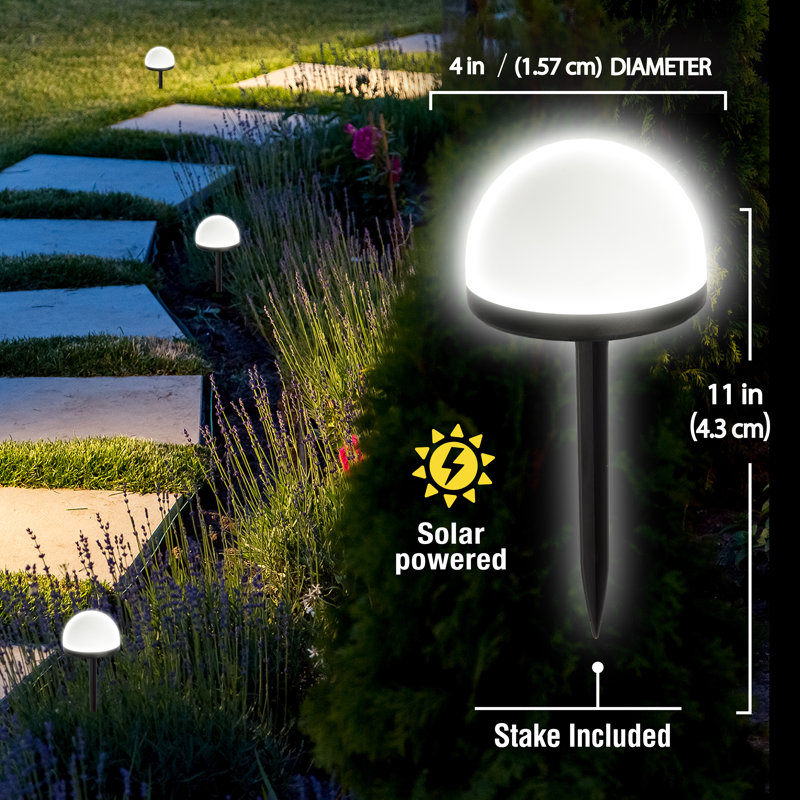 Bell + Howell Solar Powered Dome Pathway Lights with Auto On/Off, Set of 4