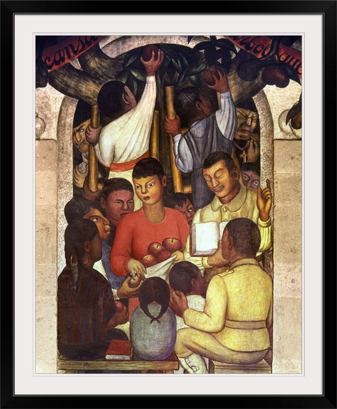 Diego Rivera Rivera: Education, 1926 by Diego Rivera - Print, Black Frame, 28" H x 24" W x 1" D