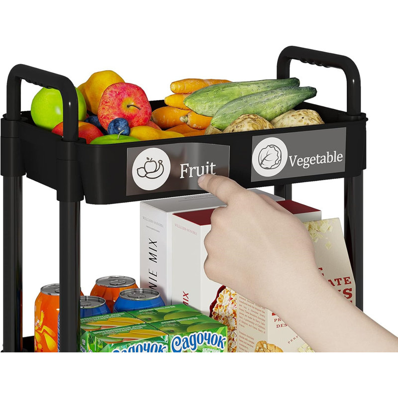 5-Tier Rolling Cart with Wheels,Multifunction Utility Storage carts, Kitchen Storage Organizer,Mobile Shelving Unit, Black