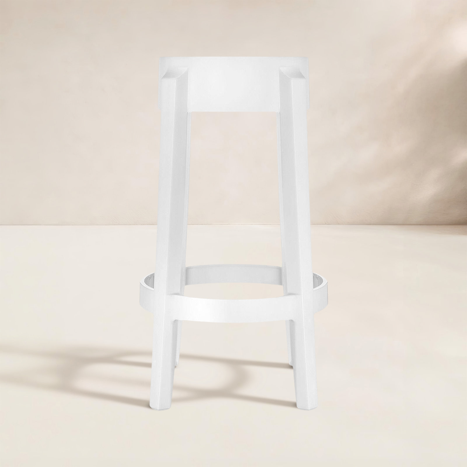 Charles Backless Outdoor Bar Stool, Glossy White, 25.59"