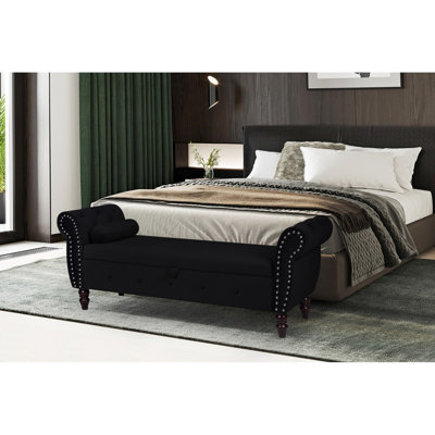 Banc de rangement, repose-pieds moderne en velours, banc de rangement de grande capacité avec accoudoirs, salon, chambre à coucher