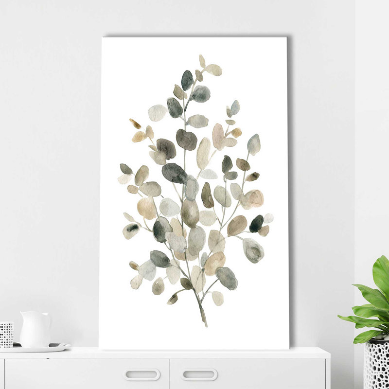 Eucalyptus neutre I - Peinture, L 18 po x H 30 po, Toile tendue