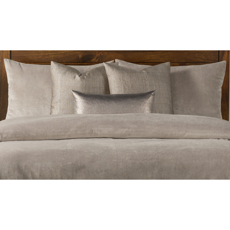 Padma Velvet Duvet Cover and Insert Set, Queen Duvet Cover/Insert, Dove Gray
