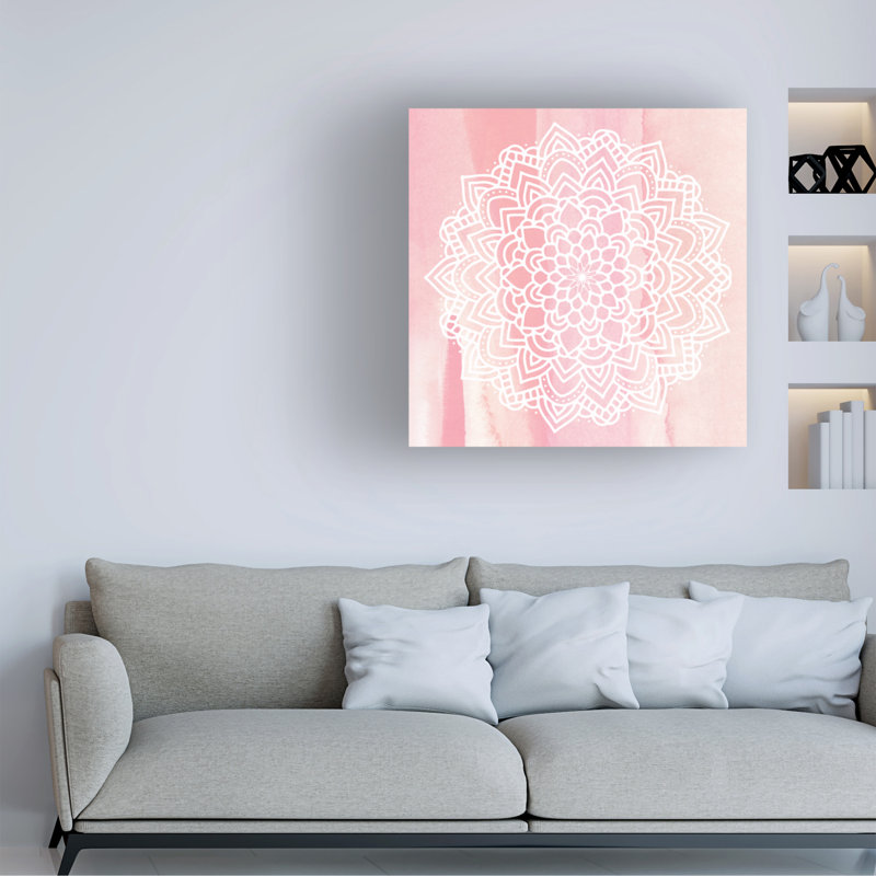 Art sur toile, bolognaise, mandala floral, H 35 po x l 35 po