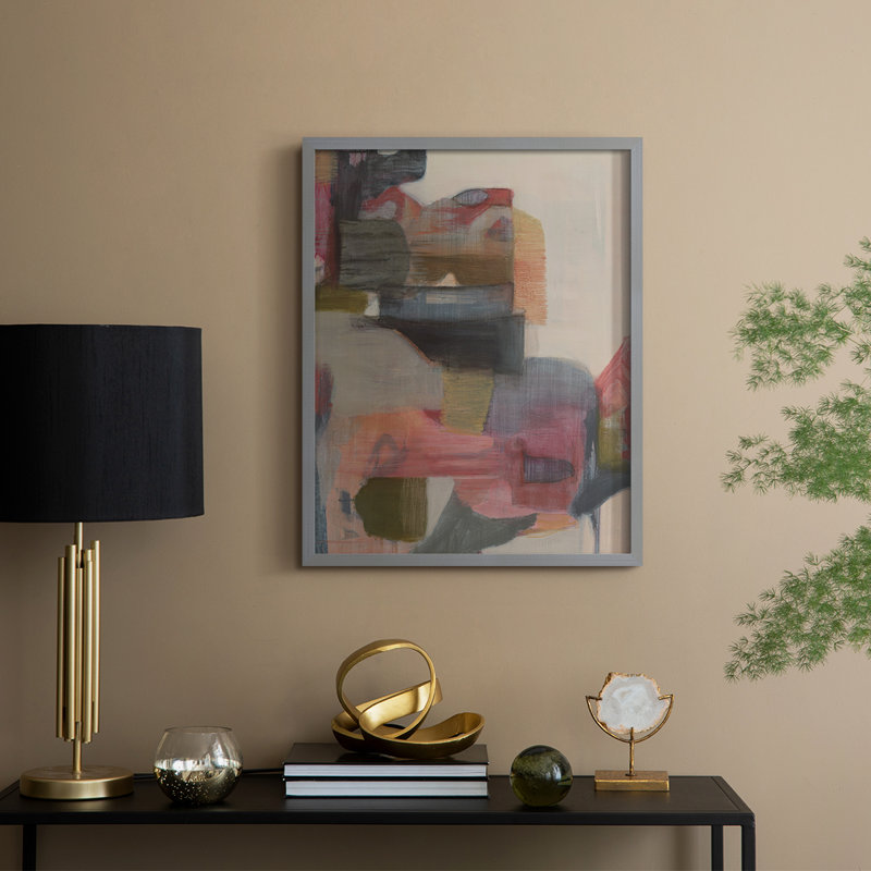 Geranium et gingembre, reproduction encadrée - bois massif, H 11 po x l 9 po, Gris