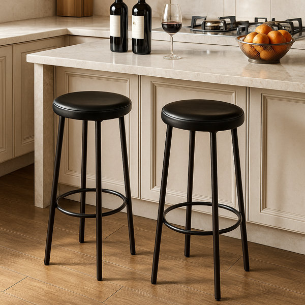 Borough Wharf Set of 2 Kitchen Height Breakfast Bar Stools Black ...