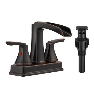Robinet cascade bronze huilé pour lavabo de salle de bain 4 pouces 2 poignées pivotantes 360 degrés 3 trous Finition rouille Apparence élégante et installation facile