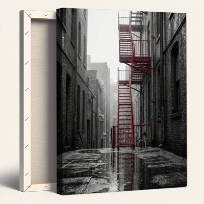 «Gallery Wrap», art mural sur toile pour le salon, la chambre à coucher, le bureau ou le vestibule - décoration murale décorative avec ruelle urbaine