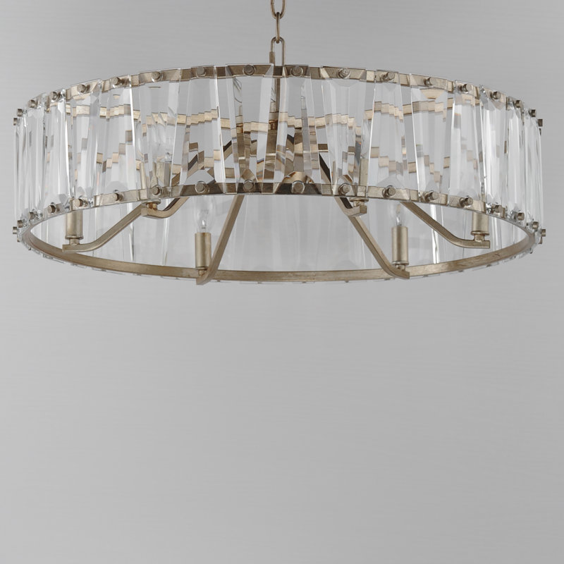 6 - Light Steel Drum Chandelier, Golden Silver