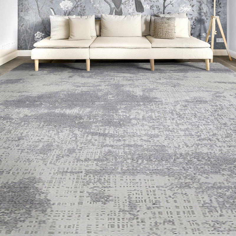 Hand Knotted Abstract Area Rug, Rectangle 10' x 14'