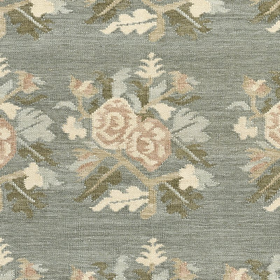 Florence Floral Hand Woven Wool and Cotton Blue Area Rug
