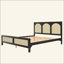 Lit plateforme en bois avec tête et pied de lit en rotin-285177106-285177116