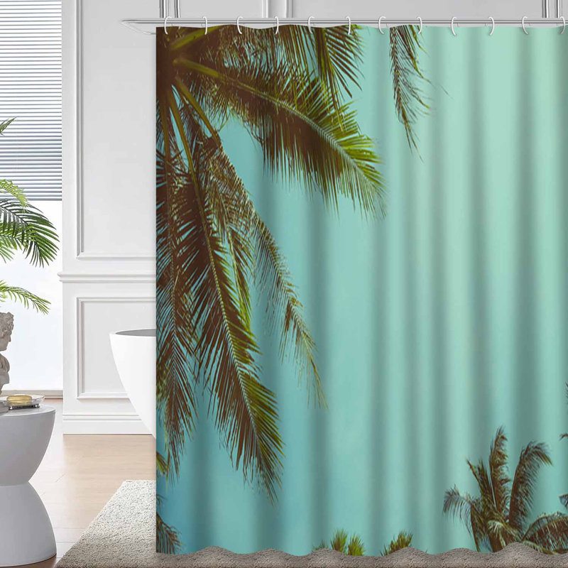 Rideau de douche imperméable avec 12 crochets Vintage Palm Island, L 72 po x l 78 po