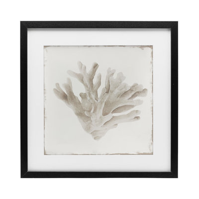Sandy Coral Drift Framed Print Under Glass, design by Lily K.