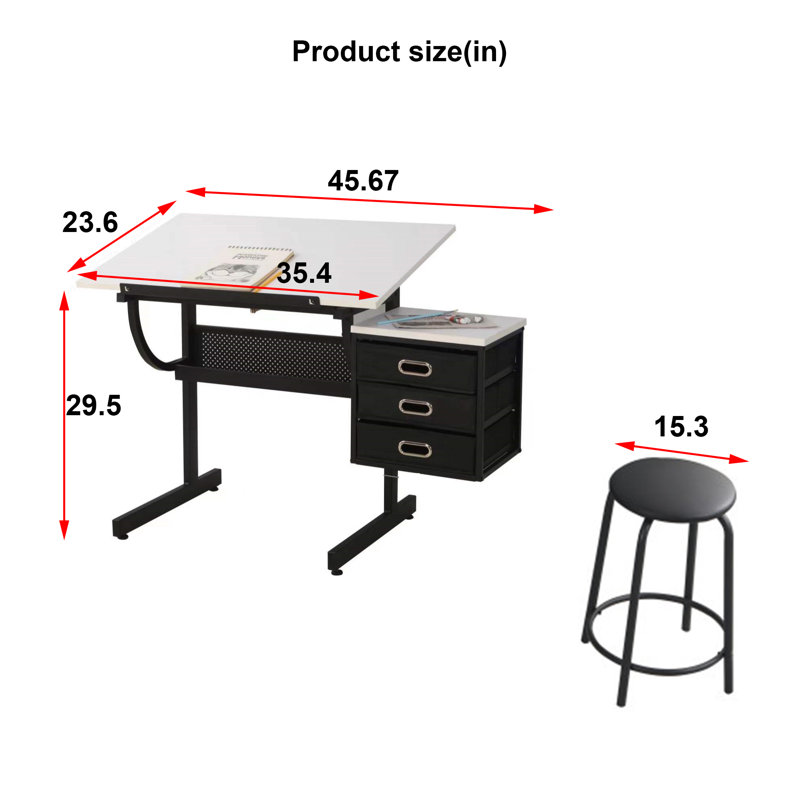 45.67'' x 23.6'' with Sewing Machine Platform