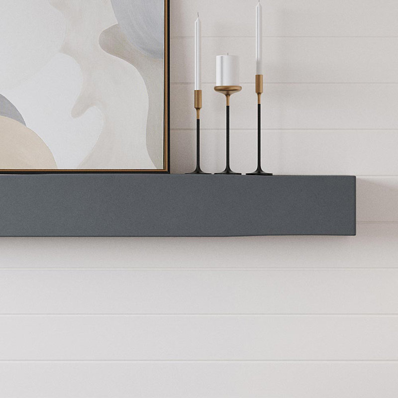 Gray Concrete 72" Fireplace Mantel Shelf with Wood Grain Texture