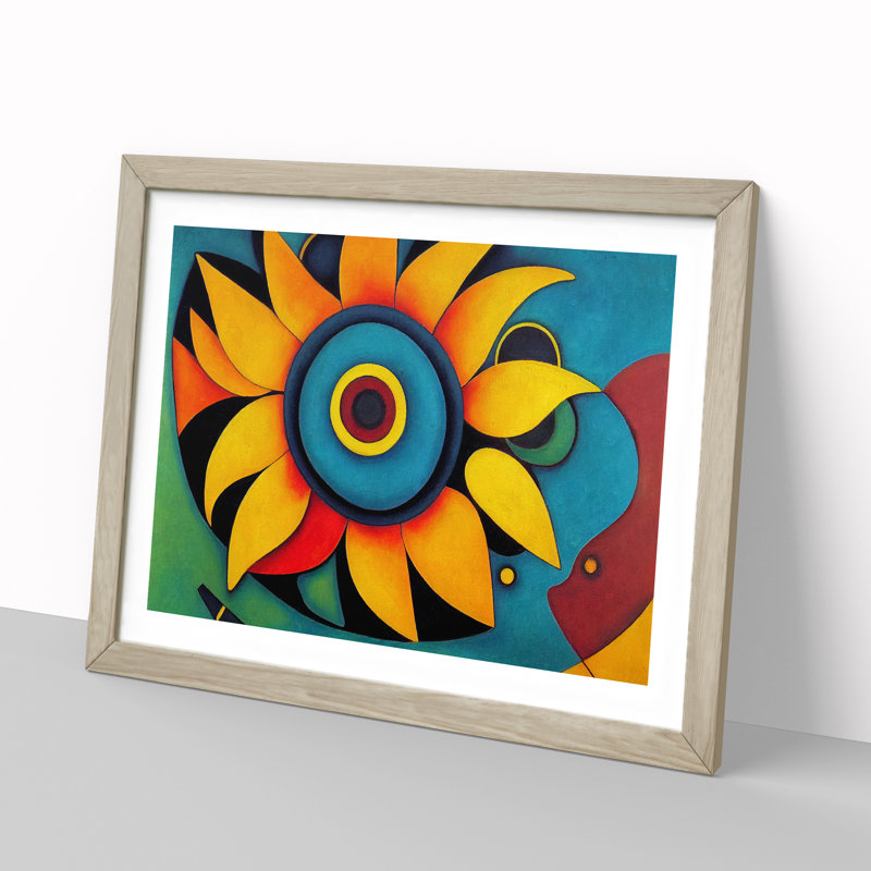 Abstract Sunflower Vol.1 - Framed Print, 25cm H x 34cm W x 2cm D, Oak Framed