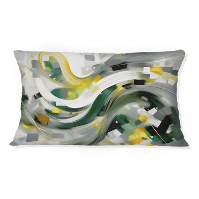 Yellow And Green Abstracted Perspectives I - Abstract Printed Throw Pillow