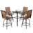 Outdoor 5-Piece PVC-coated polyester Bar Set, Swivel Bar Stools and Umbrella Hole