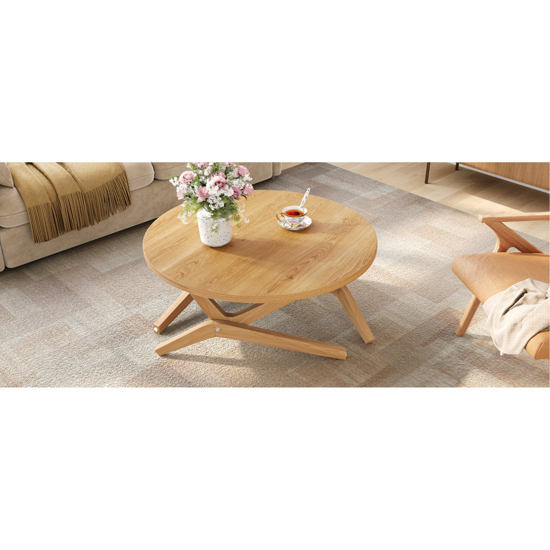 Table basse ronde 2 en 1 avec hauteur réglable, 16,5 po pour table basse, 29,5 po pour table basse, bois massif, 34,5 po
