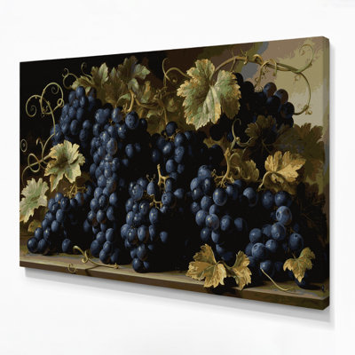 Fruit Grape Kyoho Black Canvas Wall Art