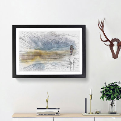 Lighthouse & Seascape During Sunset in Abstract - Picture Frame Graphic Art Print