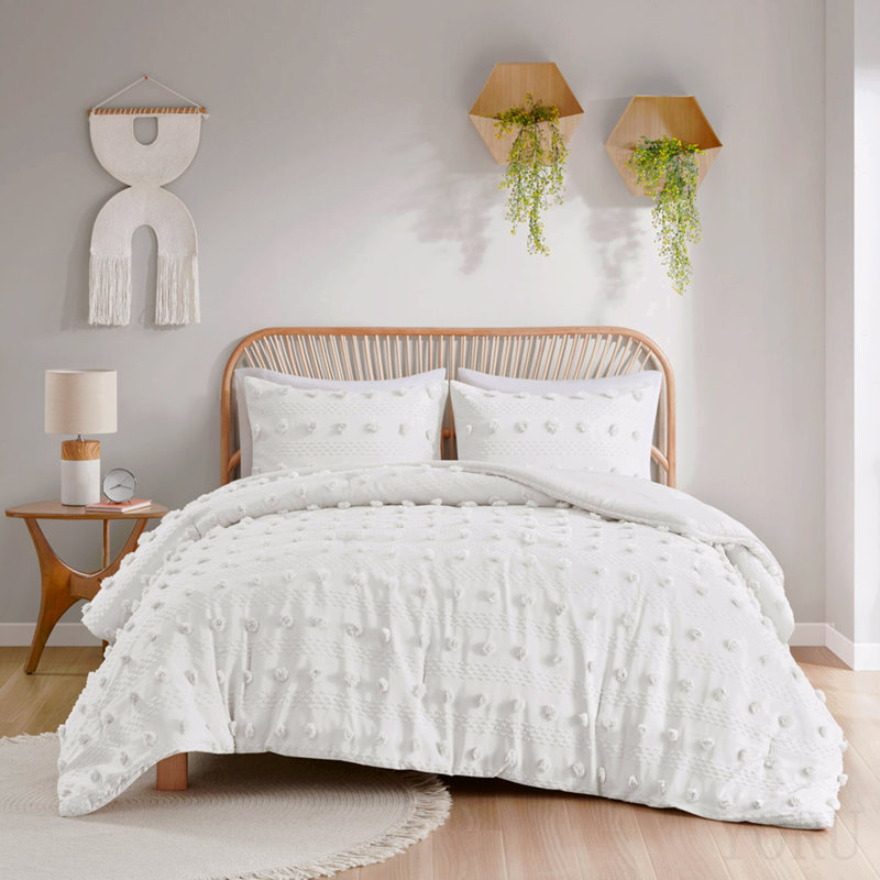 Ensemble d'édredon jacquard double / grand, Ivoire ivoire