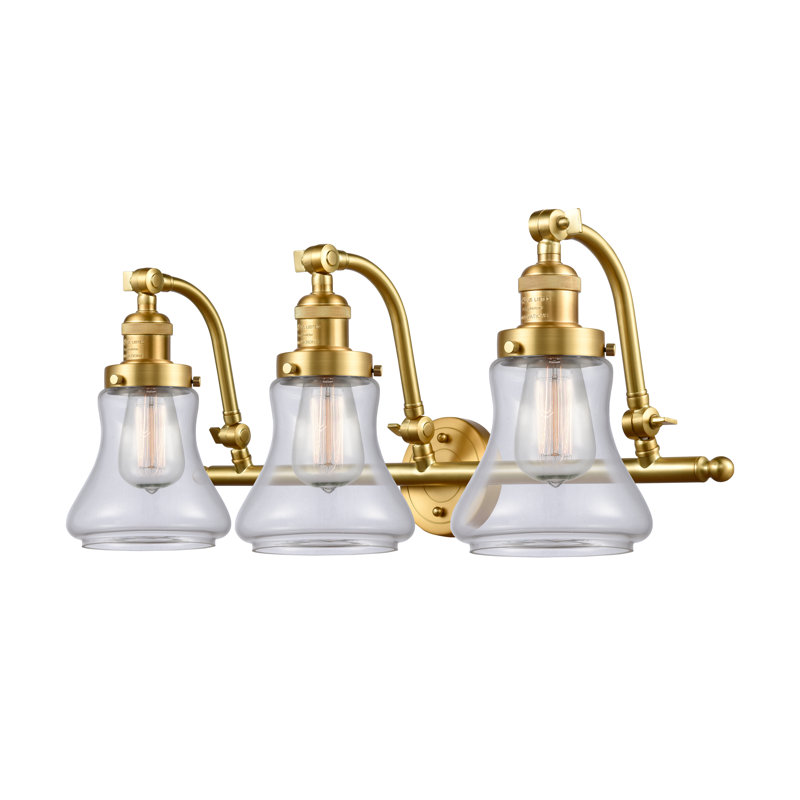 Purcellville 3 - Light Dimmable Vanity Light, Clear, 6 Watt Vinage LED Bulb, Satin Gold