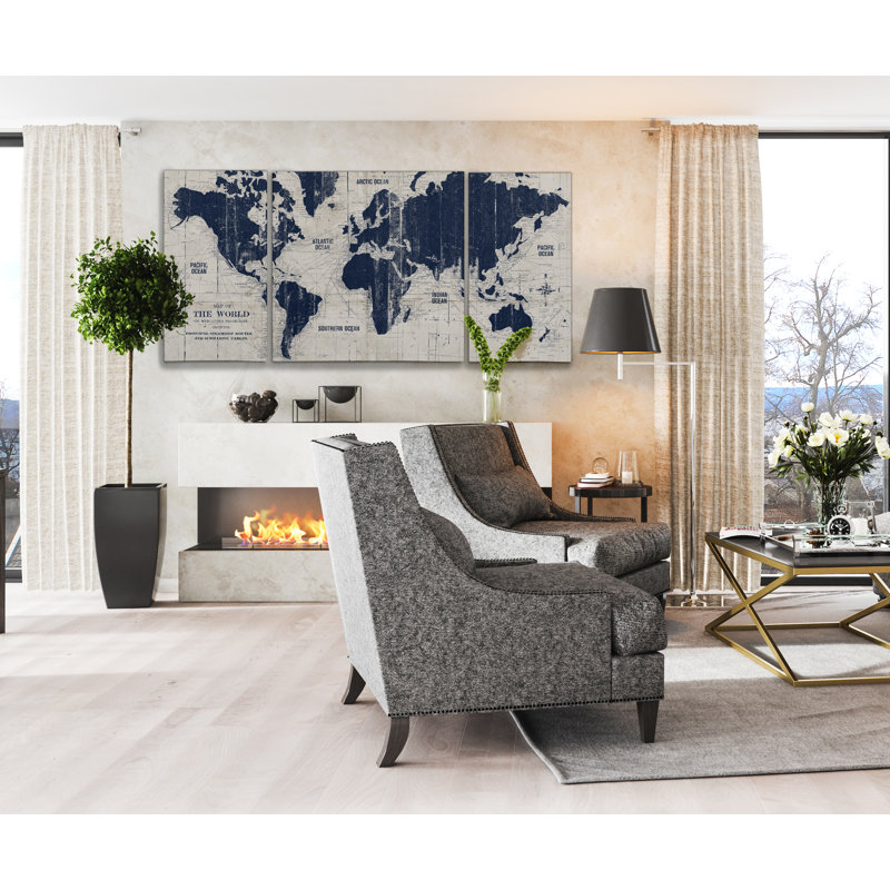 «Old World Map» parchemin, impression sur toile, H 24 po x l 48 po x P 1,5 po