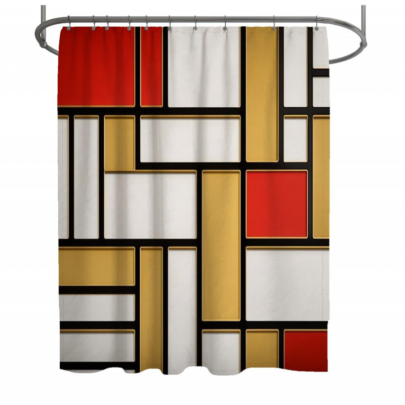 Rideau de douche Mondrian - décor de salle de bain moderne, H 84 po x l 70 po