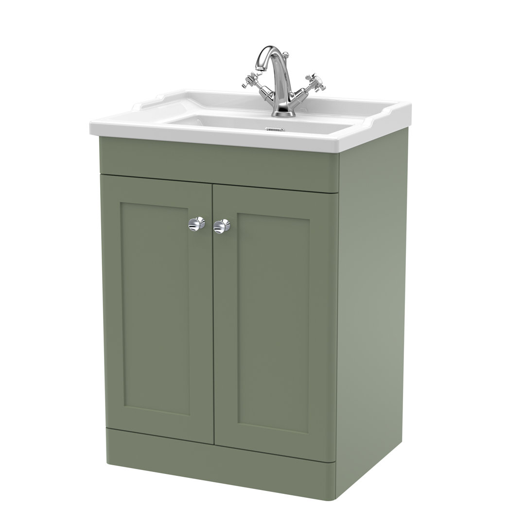 nuie Classique Floor Standing Unit & Basin - 600mm - Satin Green - Image 4