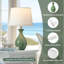 Ensemble de 2 lampes de table en céramique 19 po pour table de chevet, chambre à coucher, salon avec interrupteur à bascule 19 po, vert-419821379