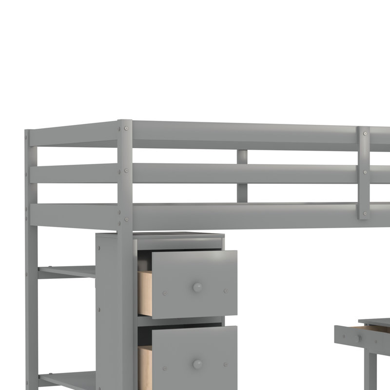 Lit mezzanine simple Cedarburg Kids, gris