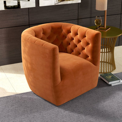 Chaise pivotante en velours orange brûlé Delaney