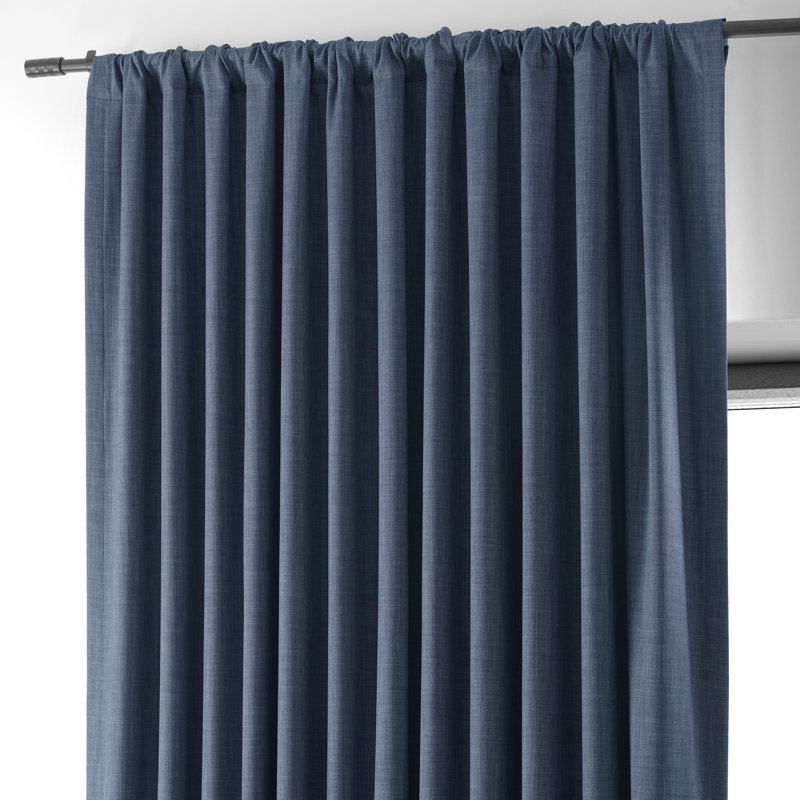 Dondie Extra Wide Performance Polyester Hotel Blackout Curtains - Single Panel Drapes, 100" W x 96" L, Dark Blue