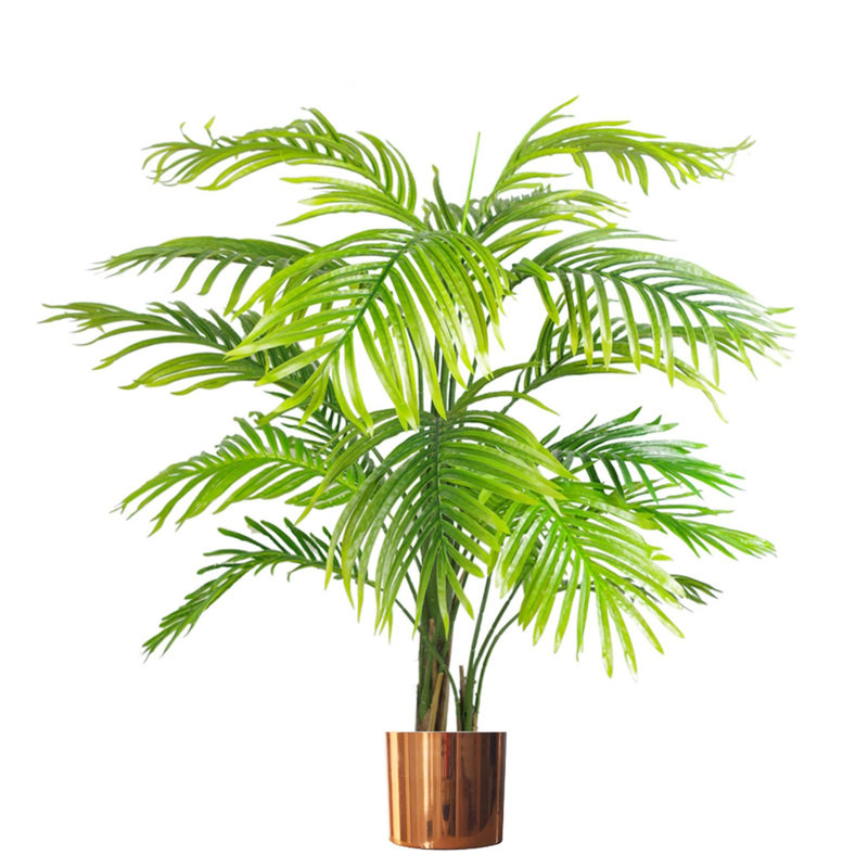 130cm Faux Palm Tree in Metal Planter, Copper