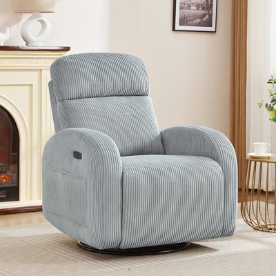 Delba 37"W Power Swivel Rocker Glider Nursery Recliner with USB & Type-C Port,Round Armrest and Double Pockets